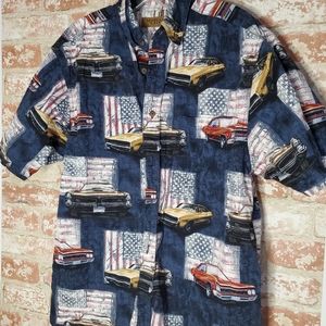 Patriotic Classic Car men's button down shirt